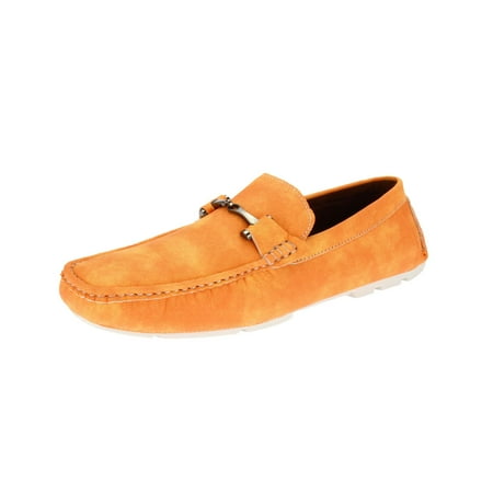 Mens Moccasin Orange Faux Leather Monaco Driving Shoe