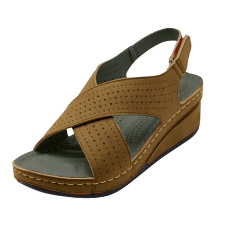 TANGON Women s Wedge Sandals Cut Out Open Toe Outdoor Travel Comfort Sandals Shoes
