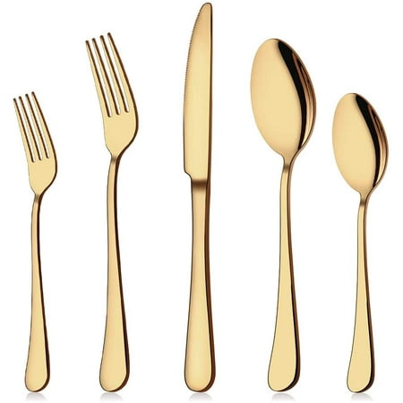 Gold Silverware Set 20-Piece Flatware Set Aisoso Stainless Steel Cutlery Kitchen Utensil Set Tableware Service for 4
Gold Silverware Set 20-Piece Flatware Set Aisoso Stainless Steel Cutlery Kitchen Utensil Set Tableware Service for 4
