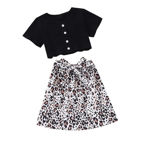Baby Girls Outfits Set Kids Summer Short Sleeve Solid Tops Blouse Leopard Print Bowknot Skirt Clothes Set 2PCS
Baby Girls Outfits Set Kids Summer Short Sleeve Solid Tops Blouse Leopard Print Bowknot Skirt Clothes Set 2PCS
