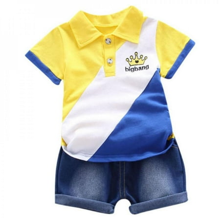 Promotion!Summer Children Baby Boys Short Sleeve Crown Patchwork Pattern T-shirt Blouse+Denim Shorts Casual Outfits Sets
Promotion!Summer Children Baby Boys Short Sleeve Crown Patchwork Pattern T-shirt Blouse+Denim Shorts Casual Outfits Sets