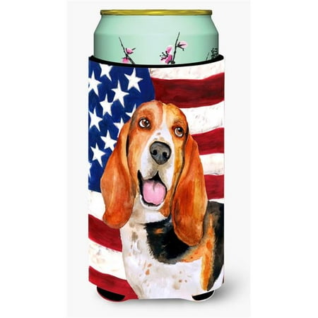 Basset Hound Patriotic Tall Boy Beverage Insulator Hugger