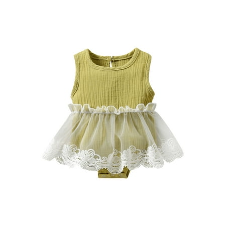 Frobukio Newborn Infant Baby Girls Summer Bodysuit Dress Sleeveless Pacthwork Lace Dress Jumpsuit Clothes Grass Green 6-12 Months
Frobukio Newborn Infant Baby Girls Summer Bodysuit Dress Sleeveless Pacthwork Lace Dress Jumpsuit Clothes Grass Green 6-12 Months