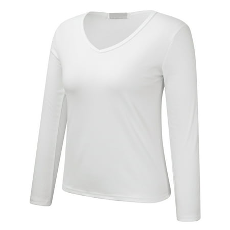 Women Crew Neck Fleece Lined Thermal Thermal Underwear Slim Tops Long Sleeve Thermal Shirts Winter Tops