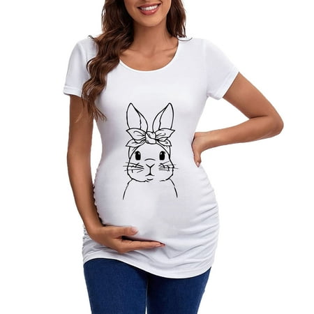 Maternity blouse Easter Womens Maternity Short Sleeve Crew Neck Rabbit Graphic Ruched Sides T Shirt Tops Pregnancy Tunic Blouse White
Maternity blouse Easter Womens Maternity Short Sleeve Crew Neck Rabbit Graphic Ruched Sides T Shirt Tops Pregnancy Tunic Blouse White