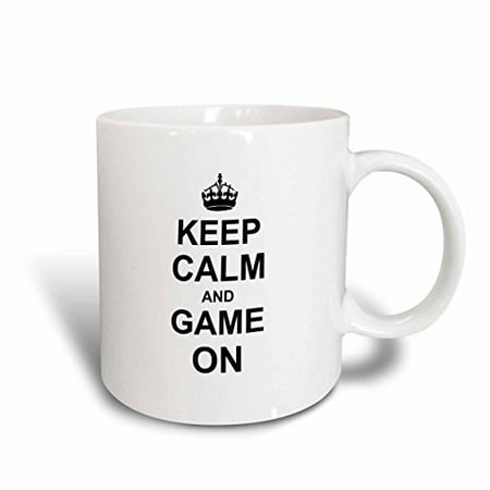 

3dRose Keep Calm and Game on - carry on gaming - hobby or pro gamer gifts - black fun funny humor humorous Ceramic Mug 15-ounce