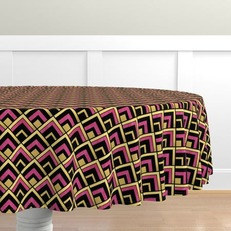 Cotton Sateen Tablecloth 90 Round - Pink Gold Art Deco Diamond Geometric Retro Vintage Midcentury Modern Pattern Inspired Black Print Custom Table Linens by Spoonflower
Cotton Sateen Tablecloth 90 Round - Pink Gold Art Deco Diamond Geometric Retro Vintage Midcentury Modern Pattern Inspired Black Print Custom Table Linens by Spoonflower