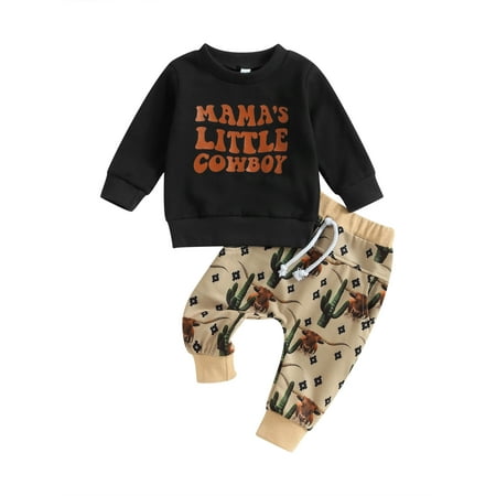 Sunisery Mama s Little Cowboy 2Pcs Baby Boy Western Clothes Long Sleeve Sweatshirt + Cow Cactus Print Pants Set Toddler Outfit
Sunisery Mama s Little Cowboy 2Pcs Baby Boy Western Clothes Long Sleeve Sweatshirt + Cow Cactus Print Pants Set Toddler Outfit