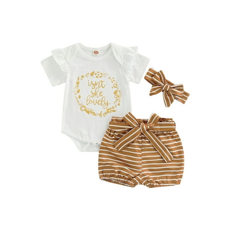 Gupgi Newborn Baby Girl Clothes Set Summer Infant Outfits Letter Romper Stripe Shorts Headband 3Pcs Outfits 
Gupgi Newborn Baby Girl Clothes Set Summer Infant Outfits Letter Romper Stripe Shorts Headband 3Pcs Outfits