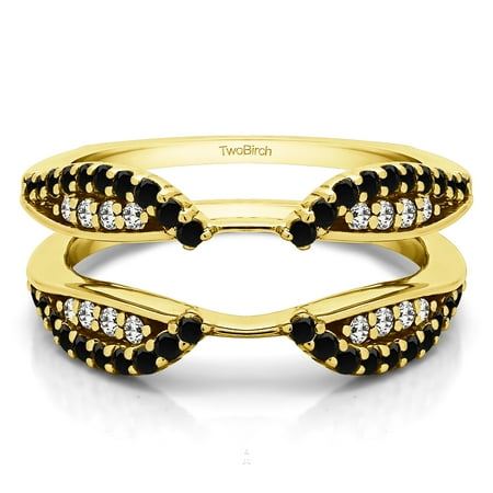 TwoBirch Cathedral Infinity Ring Guard Enhancer In Sterling Silver With Black and White Diamonds (G,I2) (0.56ctw)