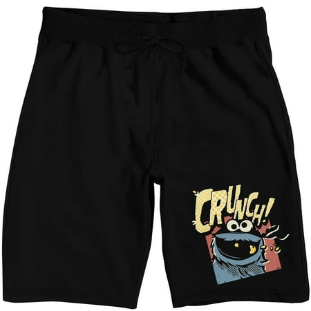 Sesame Street Cookie Monster Crunch Men’s Black Sleep Pajama Shorts-Small