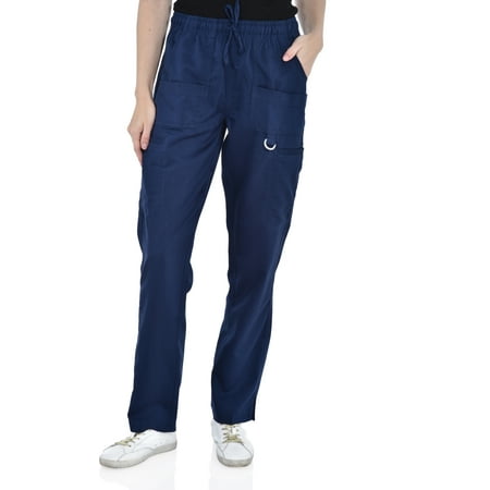 Marilyn Monroe Womens Stretch Eight-Pocket Straight Leg Scrub Cargo Pants