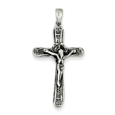 Sterling Silver Crucifix Antiqued Cross Pendant