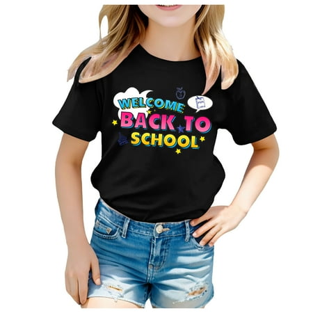 Shirts for Girls Kids School Season Back To School Season Printed Casual Short Sleeve T Shirts With Bow Top 3-4 Years
Shirts for Girls Kids School Season Back To School Season Printed Casual Short Sleeve T Shirts With Bow Top 3-4 Years