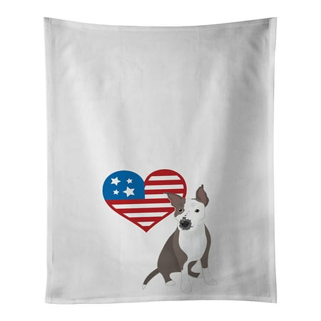 Pit Bull Blue #4 Patriotic White Kitchen Towel Set of 2 19 in x 28 in