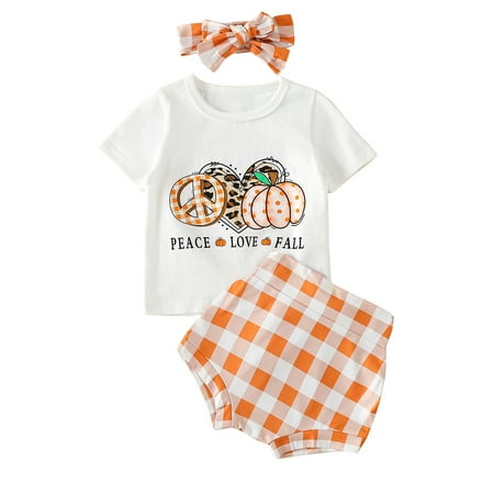 xingqing 3pcs Summer Toddler Baby Halloween Outift Letter Pumpkin Print O-Neck Short Sleeve T-Shirt+ Plaid Shorts+ Headband Orange 6-12 Months
xingqing 3pcs Summer Toddler Baby Halloween Outift Letter Pumpkin Print O-Neck Short Sleeve T-Shirt+ Plaid Shorts+ Headband Orange 6-12 Months