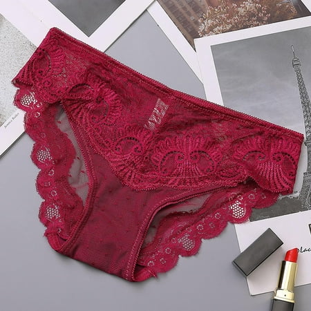 Gyouwnll Sleepwear For Womens Pajamas For Women Lace See-Through Breathable Fashion Panties Briefs Lingerie Underwear
