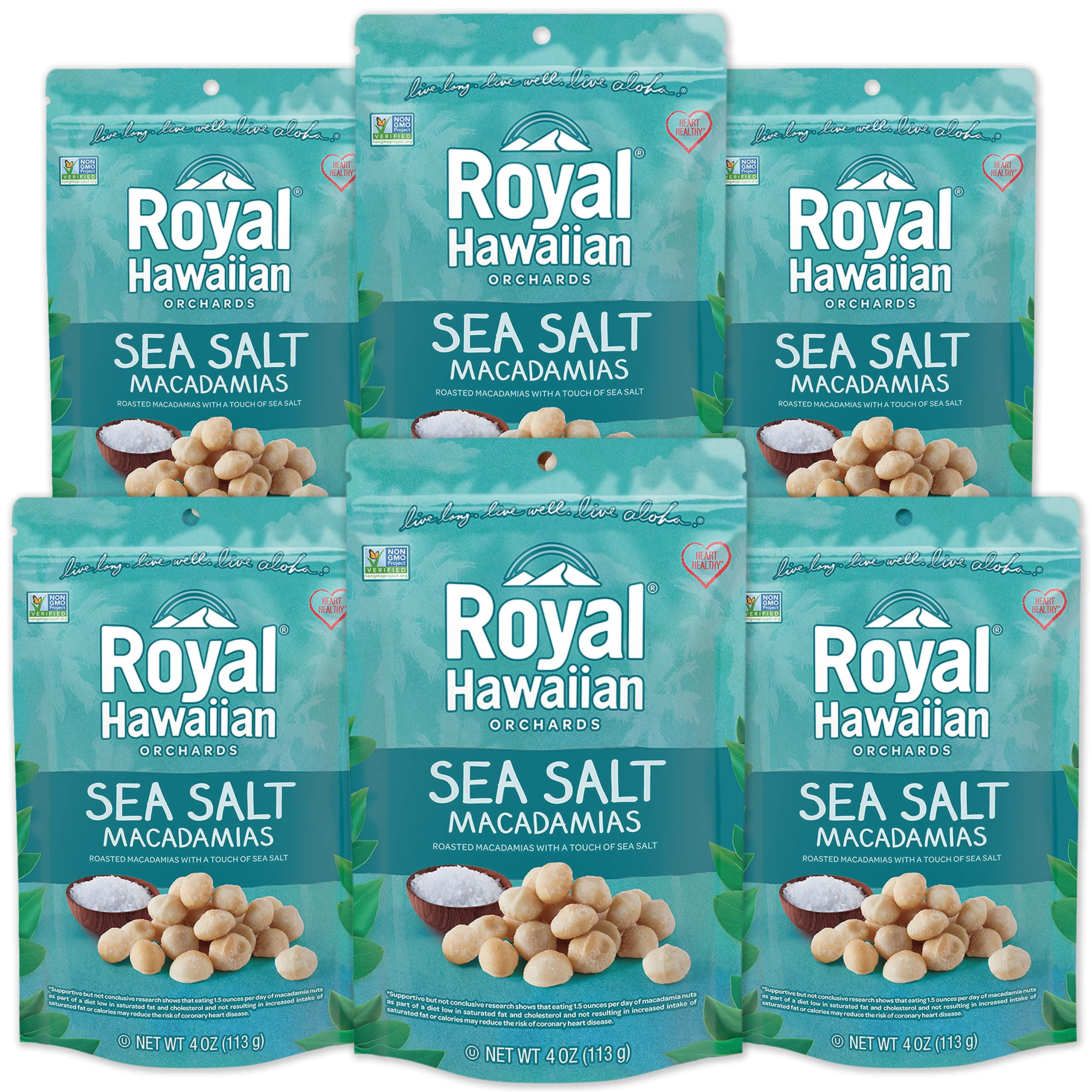 Royal Hawaiian Orchards Sea Salt Macadamia Nuts Oz Pack Of