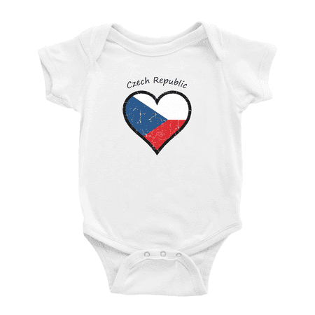 Czech Republic Flag Heart Love Funny Baby Clothing Bodysuits Boy Girl Clothes