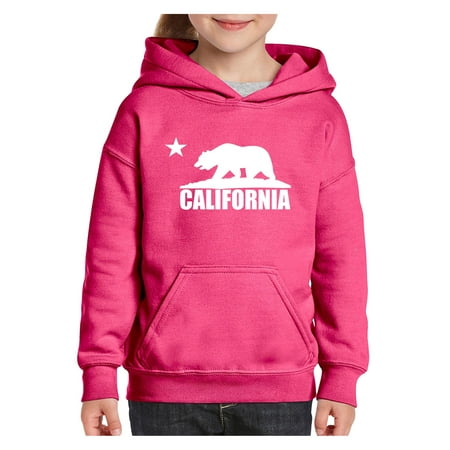 California Republic Bear White Cali Unisex Hoodie For Girls and Boys Youth Sweatshirt