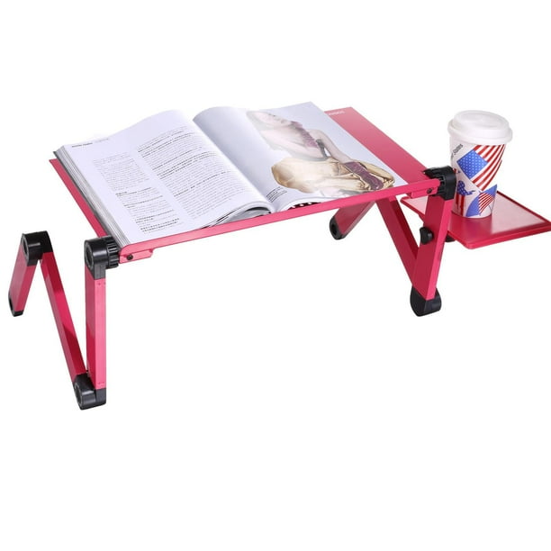 Studiostore Laptop Stand 19 x 11" Foldable Laptop PC Desk Table Vented Stand Bed Tray ,Rose with Fan Color STDTE