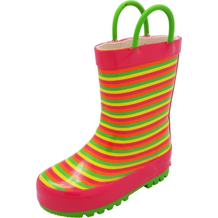 NORTY Child Girls Unisex Rubber Stripe Rain Boots 11 Little Kid