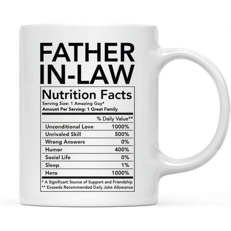 Andaz Press Funny 11oz. Ceramic Coffee Tea Mug Thank You Gift Father-in-Law Nutritional Facts 1-Pack Novelty Gag Birthday Christmas Gift Ideas
Andaz Press Funny 11oz. Ceramic Coffee Tea Mug Thank You Gift Father-in-Law Nutritional Facts 1-Pack Novelty Gag Birthday Christmas Gift Ideas