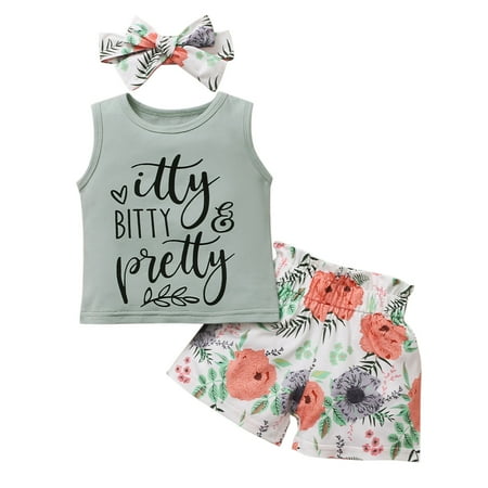 DNDKILG Infant Baby Toddler Girls Summer Letter Print Tank Top and Floral Shorts Set Sleeveless Clothes Set Outfits with Headband Mint Green 3M-3Y 70
DNDKILG Infant Baby Toddler Girls Summer Letter Print Tank Top and Floral Shorts Set Sleeveless Clothes Set Outfits with Headband Mint Green 3M-3Y 70