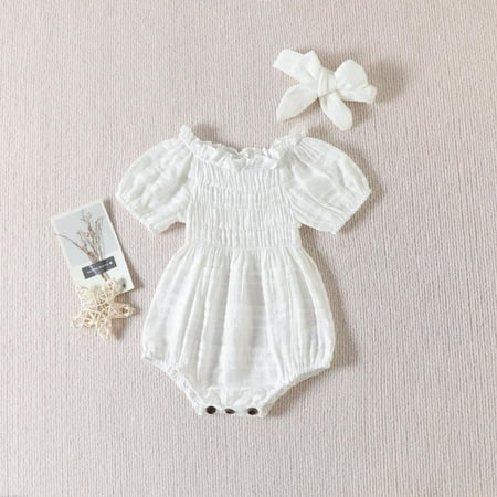 Uccdo Infant Baby Girls Summer Clothes Pjs Romper Newborn Short Sleeve Bodysuit + Headband Set 2 Pieces Size 0-24 Months
Uccdo Infant Baby Girls Summer Clothes Pjs Romper Newborn Short Sleeve Bodysuit + Headband Set 2 Pieces Size 0-24 Months