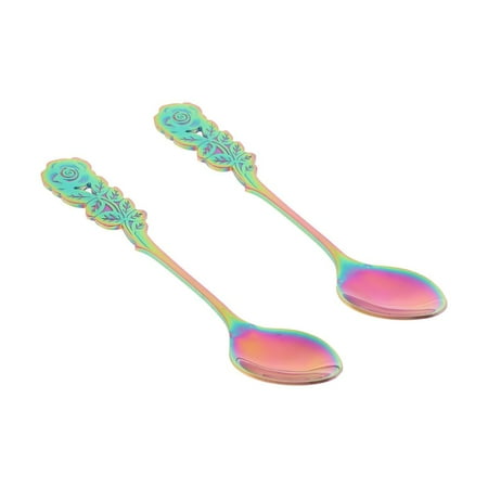 Set of 2 Coffee Spoons Spoon Stainless Steel Designed with Leaf Shaped Long Handle for Home Restaurant Bar Colorful
Set of 2 Coffee Spoons Spoon Stainless Steel Designed with Leaf Shaped Long Handle for Home Restaurant Bar Colorful
