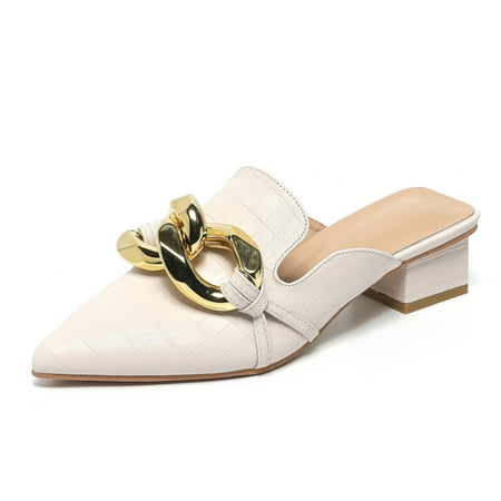 Women‘s Metal Decor Chunky Low Heel Mules Pointed Toe Slip On Shoes Lightweight Closed Toe Shoes
Women‘s Metal Decor Chunky Low Heel Mules Pointed Toe Slip On Shoes Lightweight Closed Toe Shoes