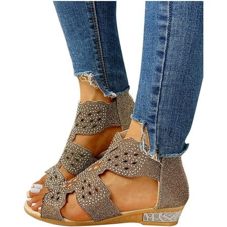 Sandals for Women Casual Summer Women s Rhinestones Cutout Zip Up Sandals Open Toe Flat Gladiator Slides Sandals
Sandals for Women Casual Summer Women s Rhinestones Cutout Zip Up Sandals Open Toe Flat Gladiator Slides Sandals