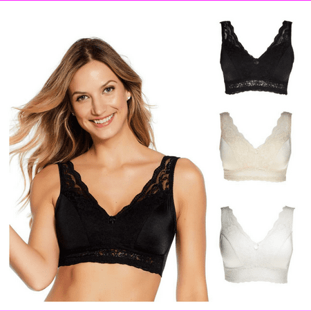 Rhonda Shear 3-pack Pin Up Bra in Black/White/Nude XL (608745)