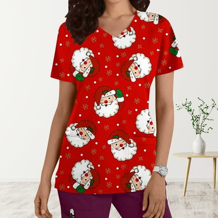 jsaierl Women Christmas Scrub Tops V-Neck Short Sleeve Snowman Print Top Nurse Uniform Working T Shirts Casual Fashion Blouse Tees with Pockets
jsaierl Women Christmas Scrub Tops V-Neck Short Sleeve Snowman Print Top Nurse Uniform Working T Shirts Casual Fashion Blouse Tees with Pockets