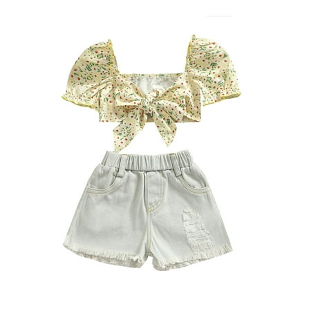 ZIYIXIN Toddler Baby Girl Floral Bowknot Off Shoulder Tops Vest Denim Shorts Infant Kids Summer Clothes Yellow 2-3 Years
ZIYIXIN Toddler Baby Girl Floral Bowknot Off Shoulder Tops Vest Denim Shorts Infant Kids Summer Clothes Yellow 2-3 Years