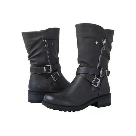 WEARELLAS Womens Solid Buckle Mid Calf Riding Boots Winter Warm Zip Low Heel Outdoor Shoes Size
WEARELLAS Womens Solid Buckle Mid Calf Riding Boots Winter Warm Zip Low Heel Outdoor Shoes Size