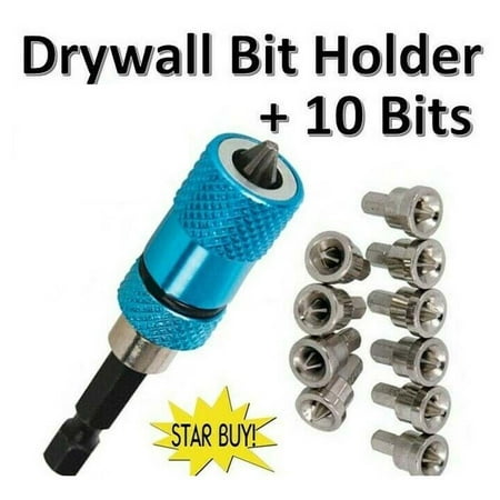 Drywall Bit Holder With 10 Bits Plasterboard Cordless Screwdriver 1/4 Hex
Drywall Bit Holder With 10 Bits Plasterboard Cordless Screwdriver 1/4 Hex