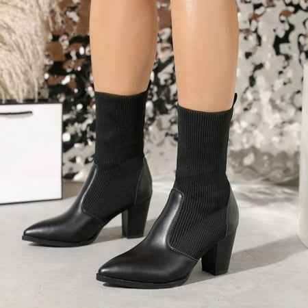 YOUSNH Ladies Fashion Retro Leather Knitted Panel Pointed Thick Heel Short Boots Womens Boots Black 6.5
YOUSNH Ladies Fashion Retro Leather Knitted Panel Pointed Thick Heel Short Boots Womens Boots Black 6.5
