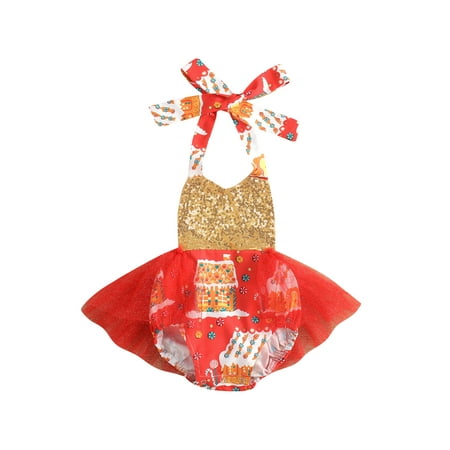 Canis Newborn Baby Girl Christmas Outfits Halter Printed Sequin Romper Mesh Tulle Skirt Infant Bodysuit
Canis Newborn Baby Girl Christmas Outfits Halter Printed Sequin Romper Mesh Tulle Skirt Infant Bodysuit