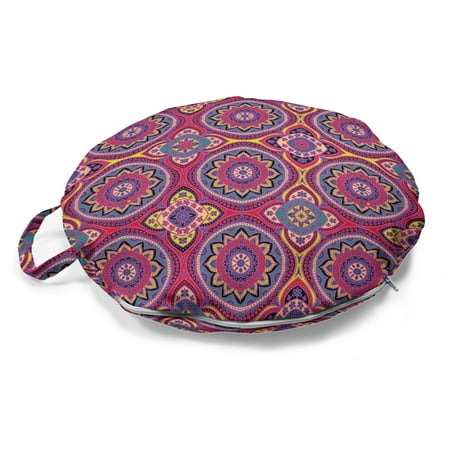 Ethnic Round Floor Cushion with Handle Traditional Pattern of Colorful Flowers Style Graphic in the Background Print Decorative Pillow for Living Room & Dorms 18 Round Multicolor by Ambesonne
Ethnic Round Floor Cushion with Handle Traditional Pattern of Colorful Flowers Style Graphic in the Background Print Decorative Pillow for Living Room & Dorms 18 Round Multicolor by Ambesonne