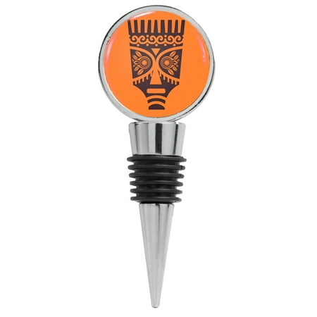 Vector Illustration of an African Mask on Orange Wine Stopper