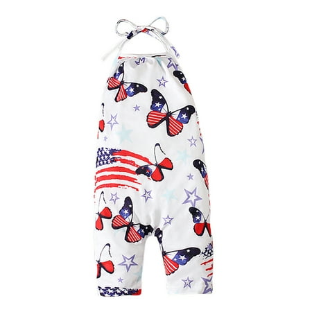 Gureui Independence Day Toddler Infant Baby Girls Romper Stars Stripe Butterfly Flag Print Tie-Up Halter Jumpsuit Summer One-Piece Clothes
Gureui Independence Day Toddler Infant Baby Girls Romper Stars Stripe Butterfly Flag Print Tie-Up Halter Jumpsuit Summer One-Piece Clothes