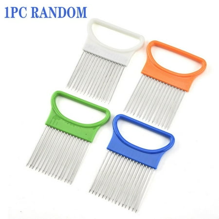 Onion Needle Cutter Stainless Steel Onion Holder Handheld Simple Slicer Fruit Vegetable Potato Kitchen Tool Collection Accessories