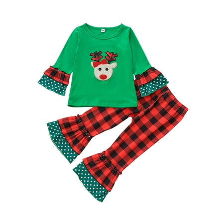 IZhansean Toddler Baby Girls 2Pcs Christmas Outfits Long Sleeve Reindeer Tops + Plaid FlareD Pants Set Green 3-4 Years
IZhansean Toddler Baby Girls 2Pcs Christmas Outfits Long Sleeve Reindeer Tops + Plaid FlareD Pants Set Green 3-4 Years