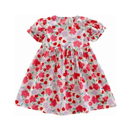Summer Dresses For Girls Summer Flower Print Crew Neck Short Sleeve A Swing Skirt Casual Out For 1 To 7 Years Formal Dress
Summer Dresses For Girls Summer Flower Print Crew Neck Short Sleeve A Swing Skirt Casual Out For 1 To 7 Years Formal Dress