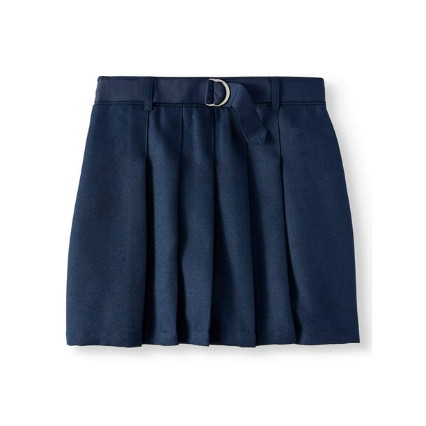 Wonder Nation Girls School Uniform Pleated Belted Scooter Skirt, Sizes 4-16 & Plus