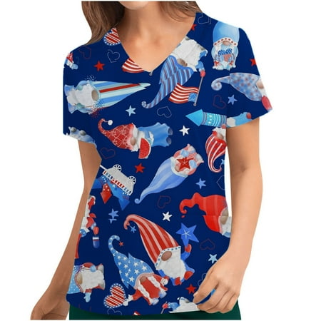 Women July 4th Independence Day Shirts Cute Print Fashion Nurse Scrub Tops Summer Short Sleeve Vneck Loose Fit Pocket Tee Tops
Women July 4th Independence Day Shirts Cute Print Fashion Nurse Scrub Tops Summer Short Sleeve Vneck Loose Fit Pocket Tee Tops