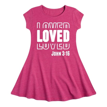 Instant Message - Loved John 3 16 - Toddler & Youth Girls Fit & Flare Dress