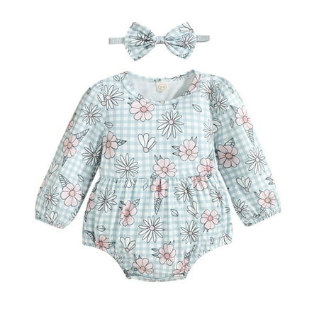 Zlekejiko Baby Girls Long Sleeve Floral Print Romper Jumpsuit With Headbands Outfits Set 2PCS
Zlekejiko Baby Girls Long Sleeve Floral Print Romper Jumpsuit With Headbands Outfits Set 2PCS