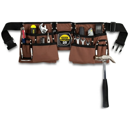 11 Pocket Brown and Black Heavy Duty Construction Tool Belt Work Apron Tool Pouch with Poly Web Belt Quick Release Buckle - Adjusts from 33” Inches All the Way to 50” Inches C27
11 Pocket Brown and Black Heavy Duty Construction Tool Belt Work Apron Tool Pouch with Poly Web Belt Quick Release Buckle - Adjusts from 33” Inches All the Way to 50” Inches C27
